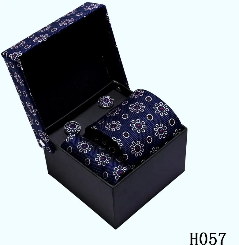 3PCS Neckties Pocket Squares Cufflinks Formal Gentleman Business Gift Set