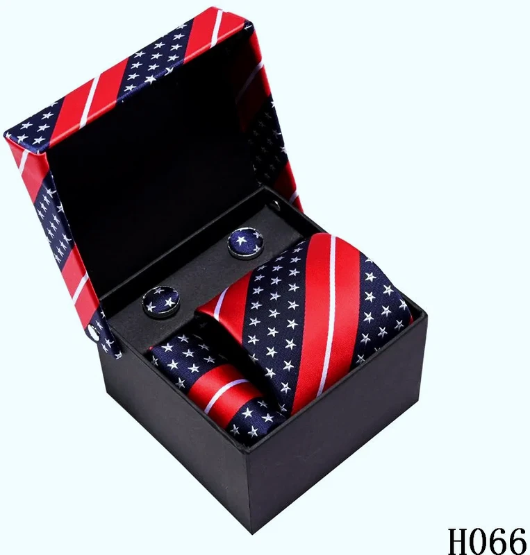 3PCS Neckties Pocket Squares Cufflinks Formal Gentleman Business Gift Set