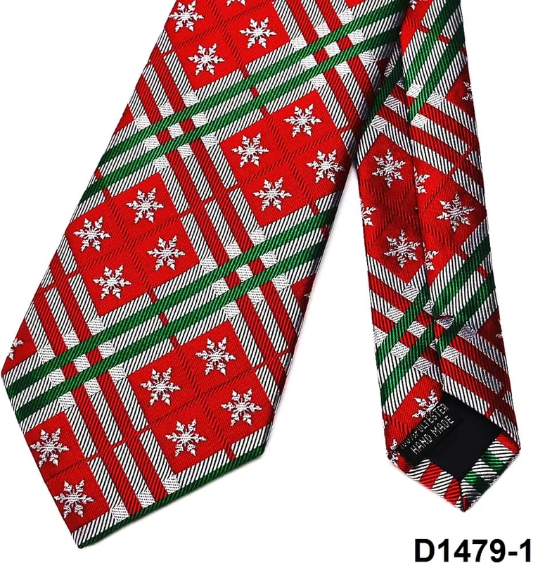 Checked Yuletide Cravat Snowflake Patterned Tie