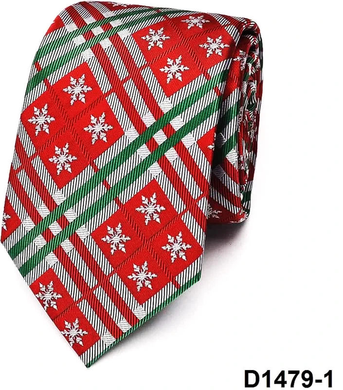 Checked Yuletide Cravat Snowflake Patterned Tie