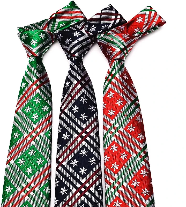 Checked Yuletide Cravat Snowflake Patterned Tie