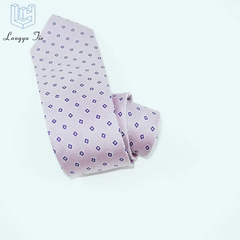 China Wholesale Custom Logo Classic Pink Striped Neck Tie Mens Silk Tie