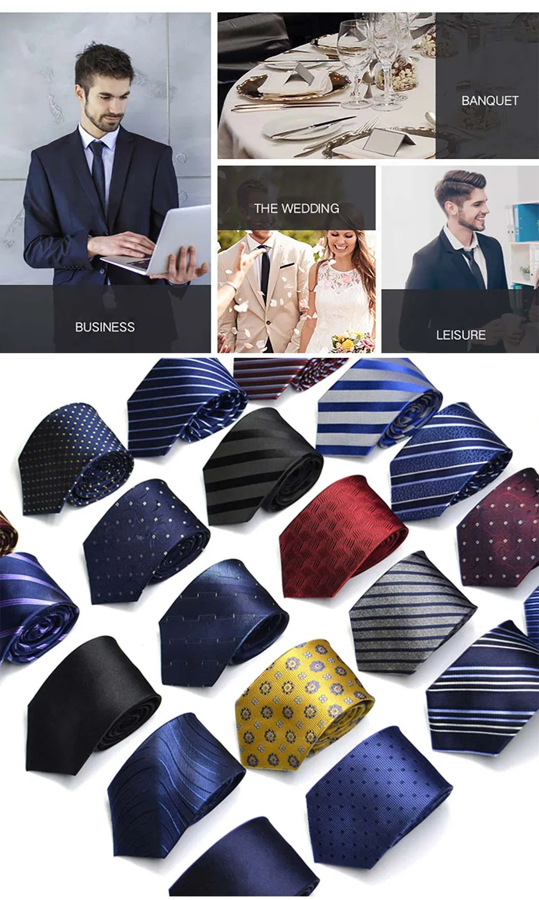 Custom Jacquard Neck Tie 6/7/8cm Fashion Woven Regular Skinny Navy Silk Neckties Men Neck Ties