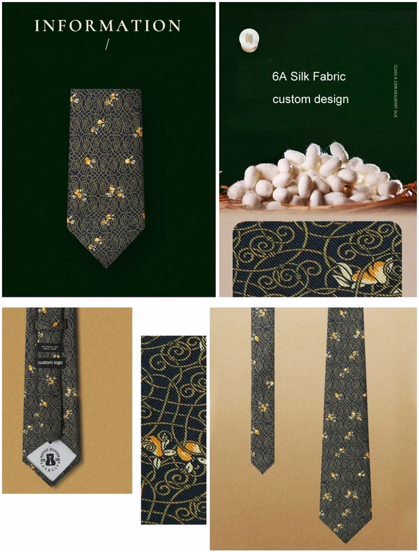 Customized Logo Design Pattern Pure 100% Silk Woven Jacquard Necktie Formal Business Men Tie