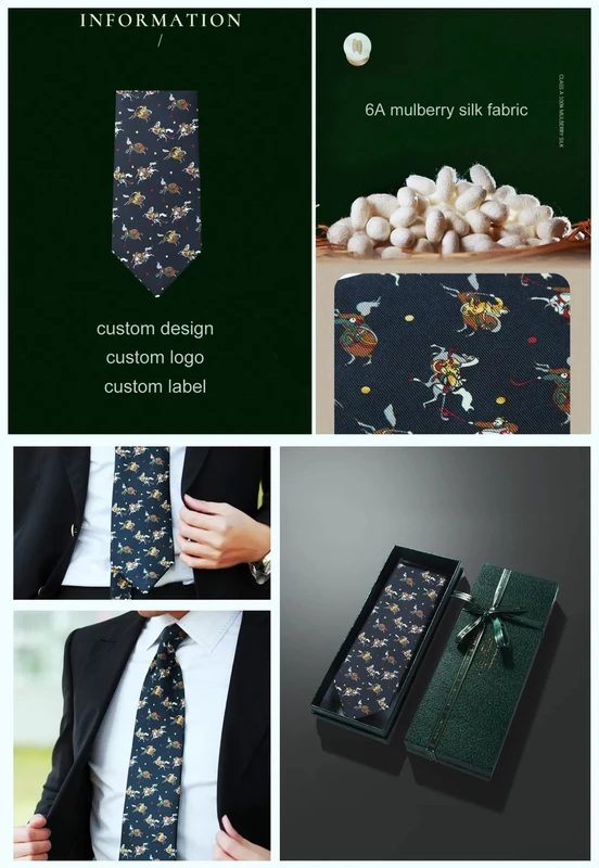 Digital Printing 100% Silk Handmade Custom Design Necktie Custom Pattern Classic Silk Tie