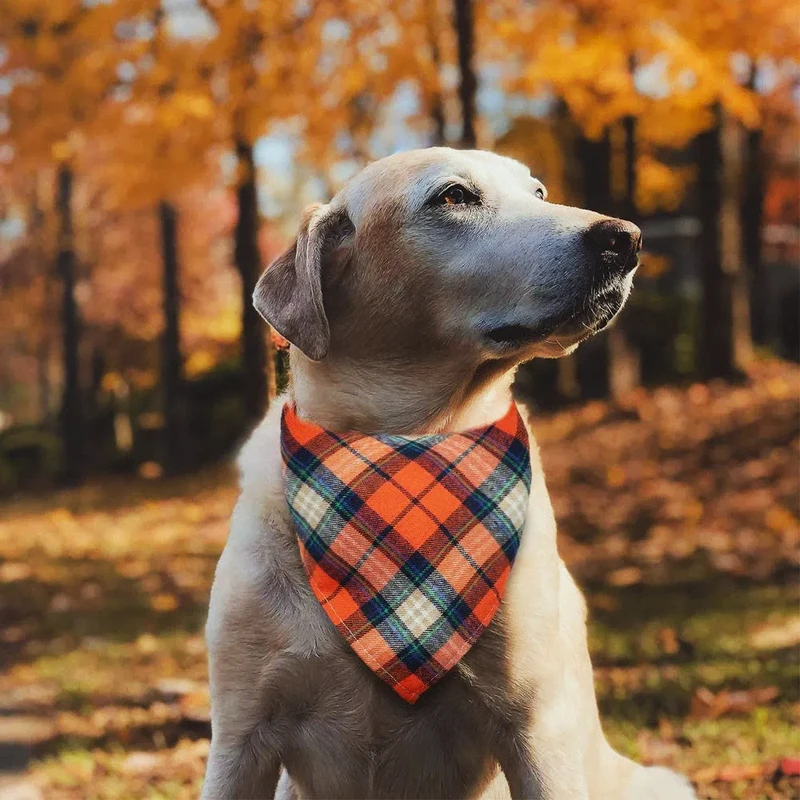 Dog Bandanas Plaid Dog Scarf Washable Triangle Pet Bibs Kerchief for Puppy Small Dog and Medium Dog