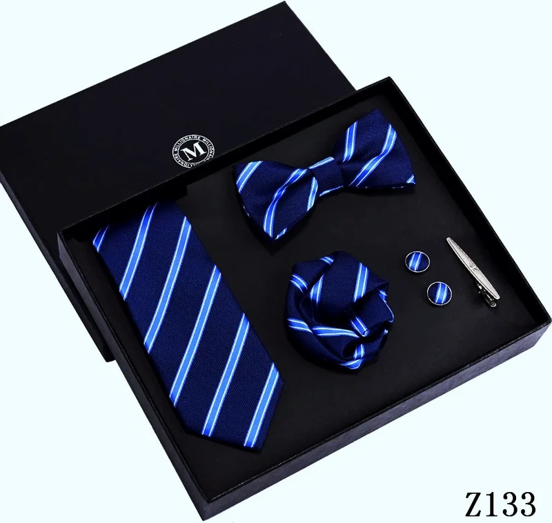 Fashion 5PCS Bridegroom Wedding Men&prime;s Bowtie Necktie Set