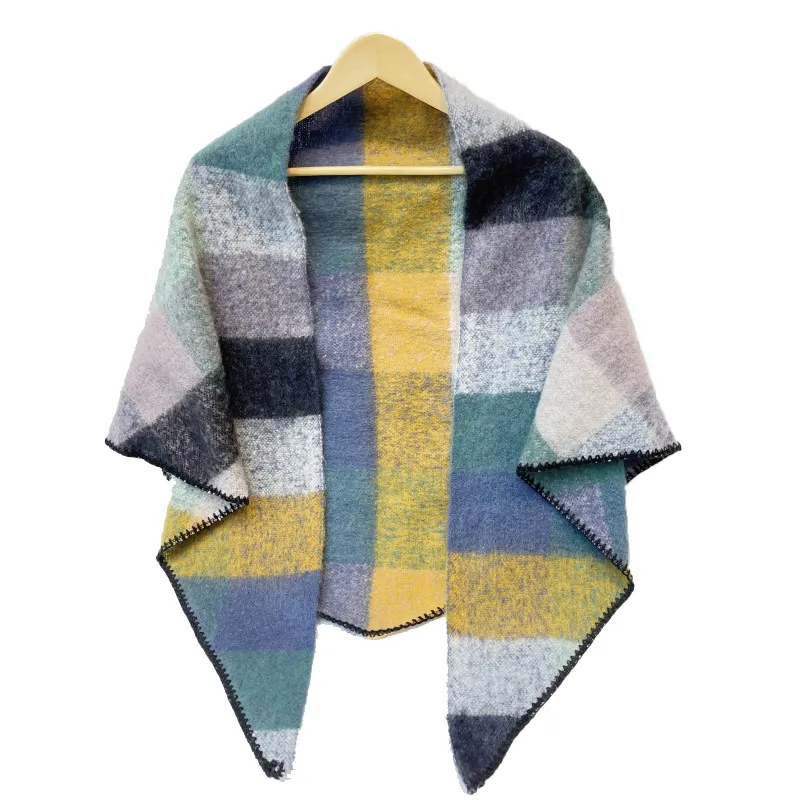 Warm Thickened Round Mohair Triangle Scarf /Shawl