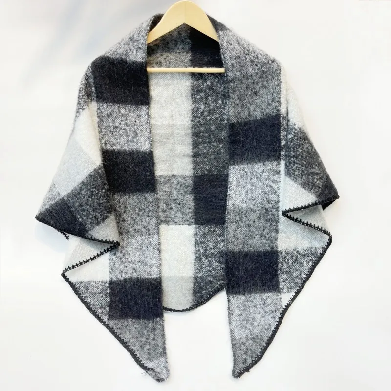 Warm Thickened Round Mohair Triangle Scarf /Shawl