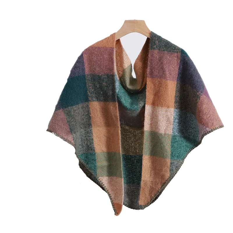 Warm Thickened Round Mohair Triangle Scarf /Shawl