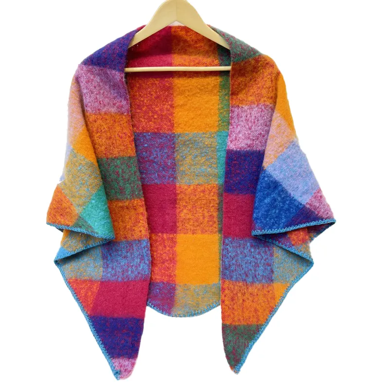 Warm Thickened Round Mohair Triangle Scarf /Shawl