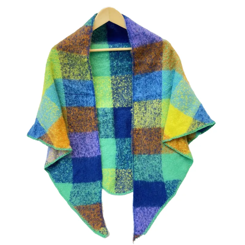 Warm Thickened Round Mohair Triangle Scarf /Shawl