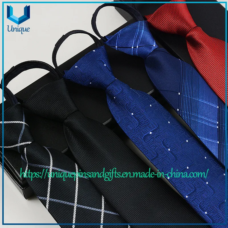 Wholesale Busniess Tie Glossy Imitated Silk Polyester Solid Woven Neck Tie for Men